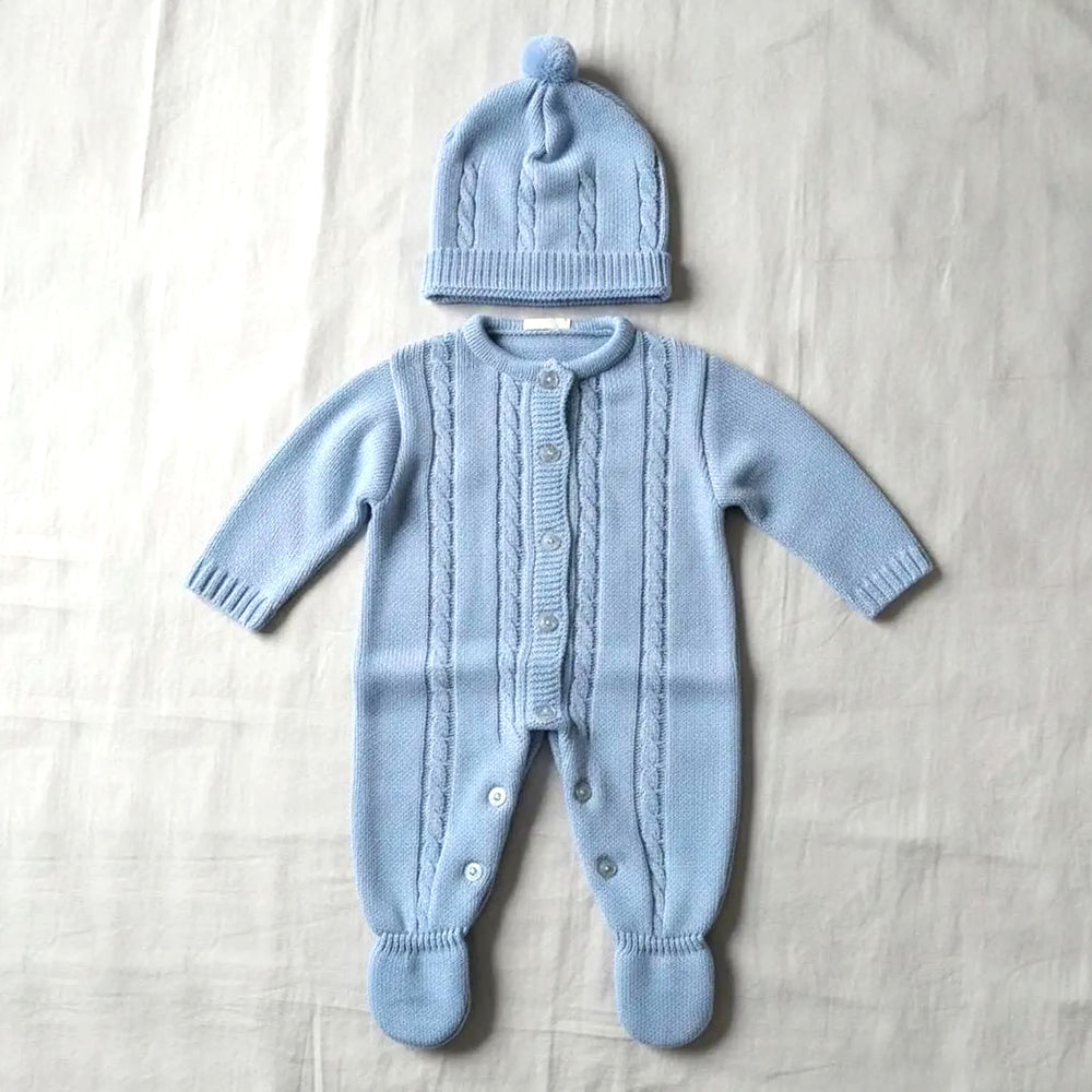 2PCS Casual Solid Color Knitted Long Sleeve Baby Jumpsuit