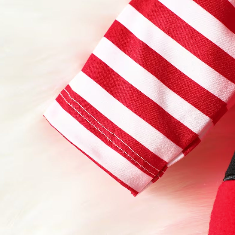 3PCS Christmas Stripe Print Long Sleeve Baby Fleece Set