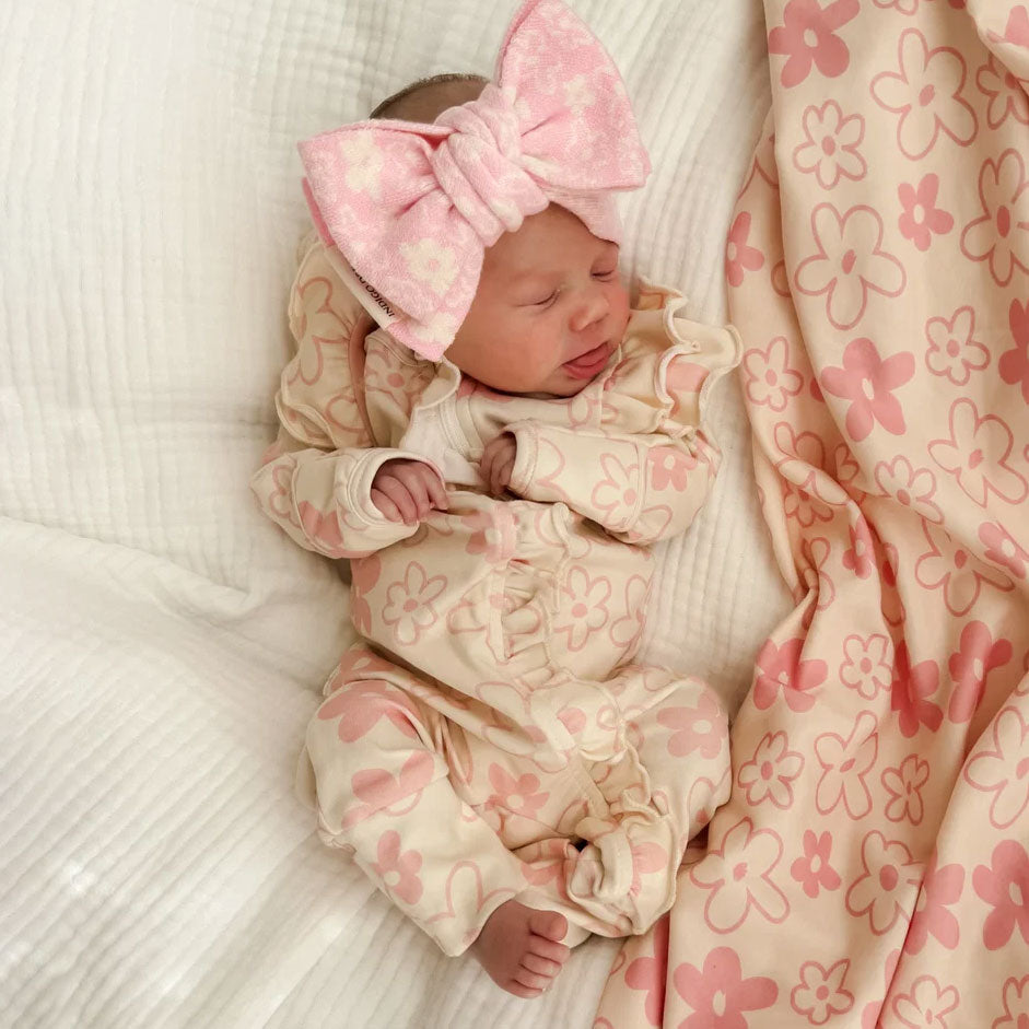 Bubbly Floral Printed Long Sleeve Zipper Baby Jumpsuit