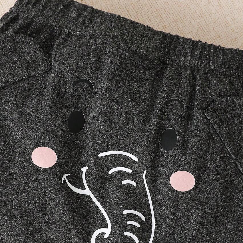 3PCS Casual Elephant Print Short Sleeve Baby Boy Set