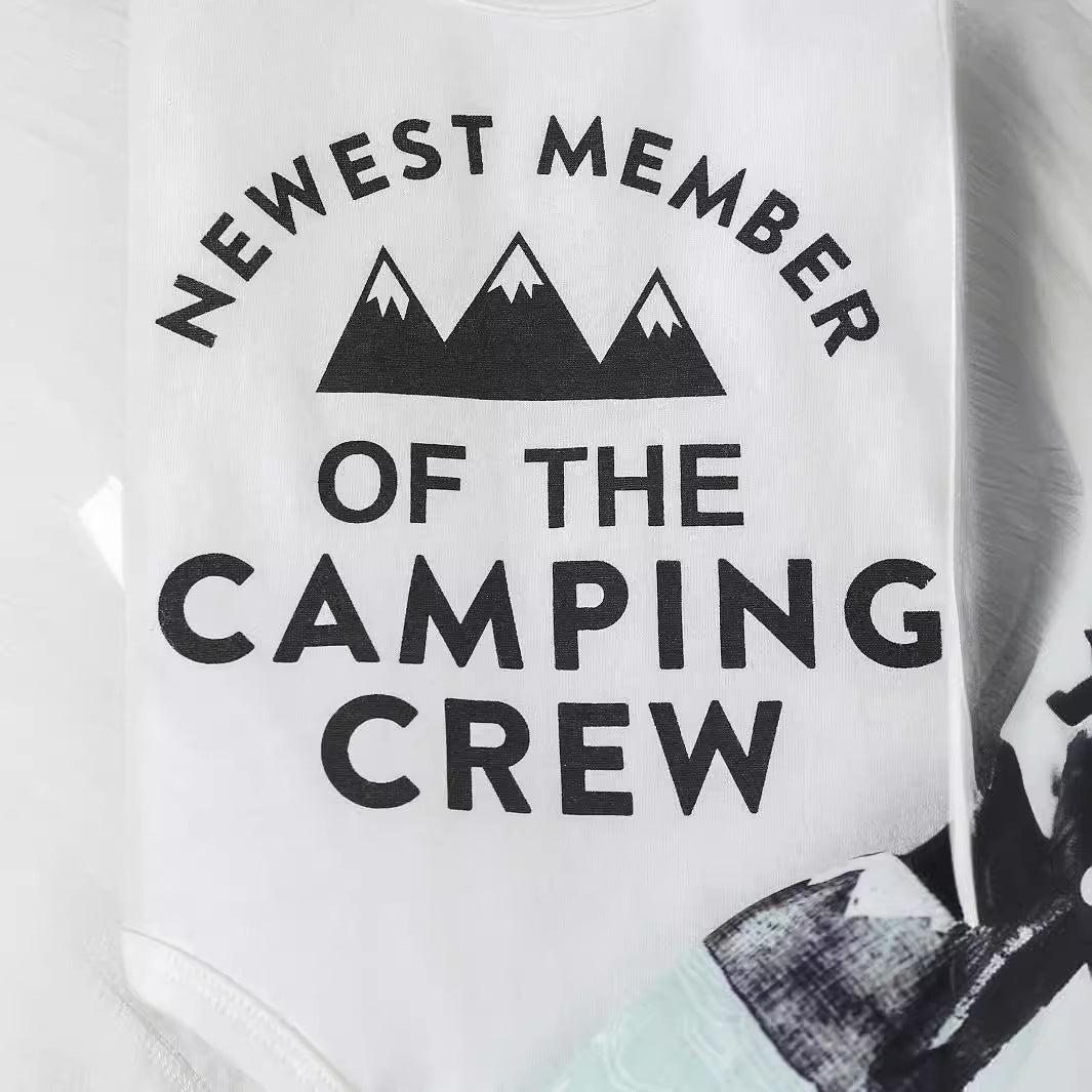 3PCS Camping Crew Letter Mountain Printed Baby Set