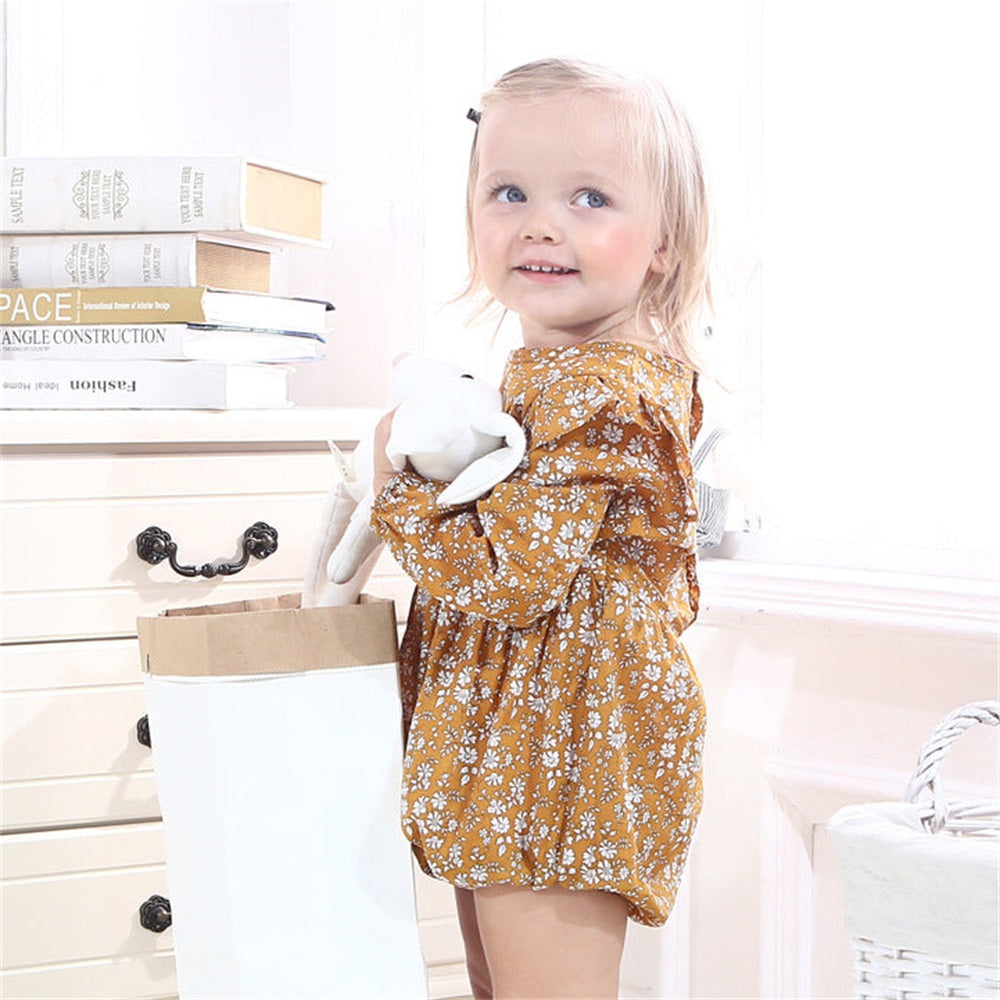 Stylish Allover Floral Print Long Sleeve Baby Romper