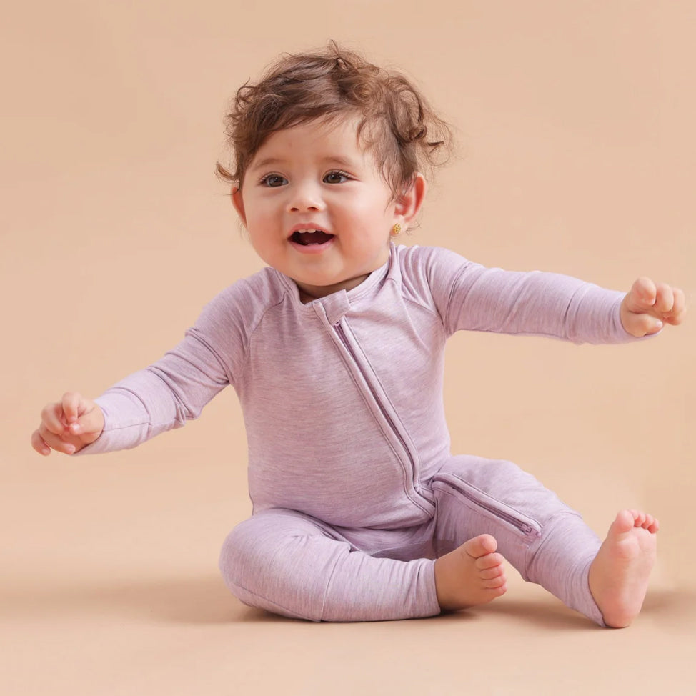 Sweet Solid Color Zipper Bamboo Viscose Baby Jumpsuit