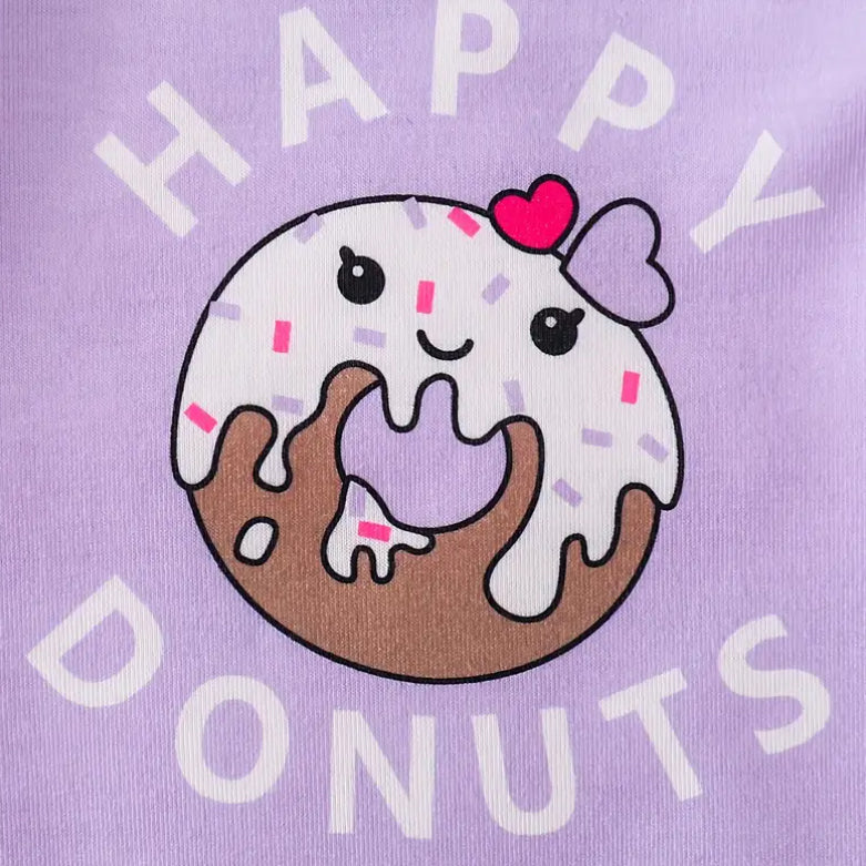 3PCS Happy Donuts Letter Printed Short Sleeve Baby Set
