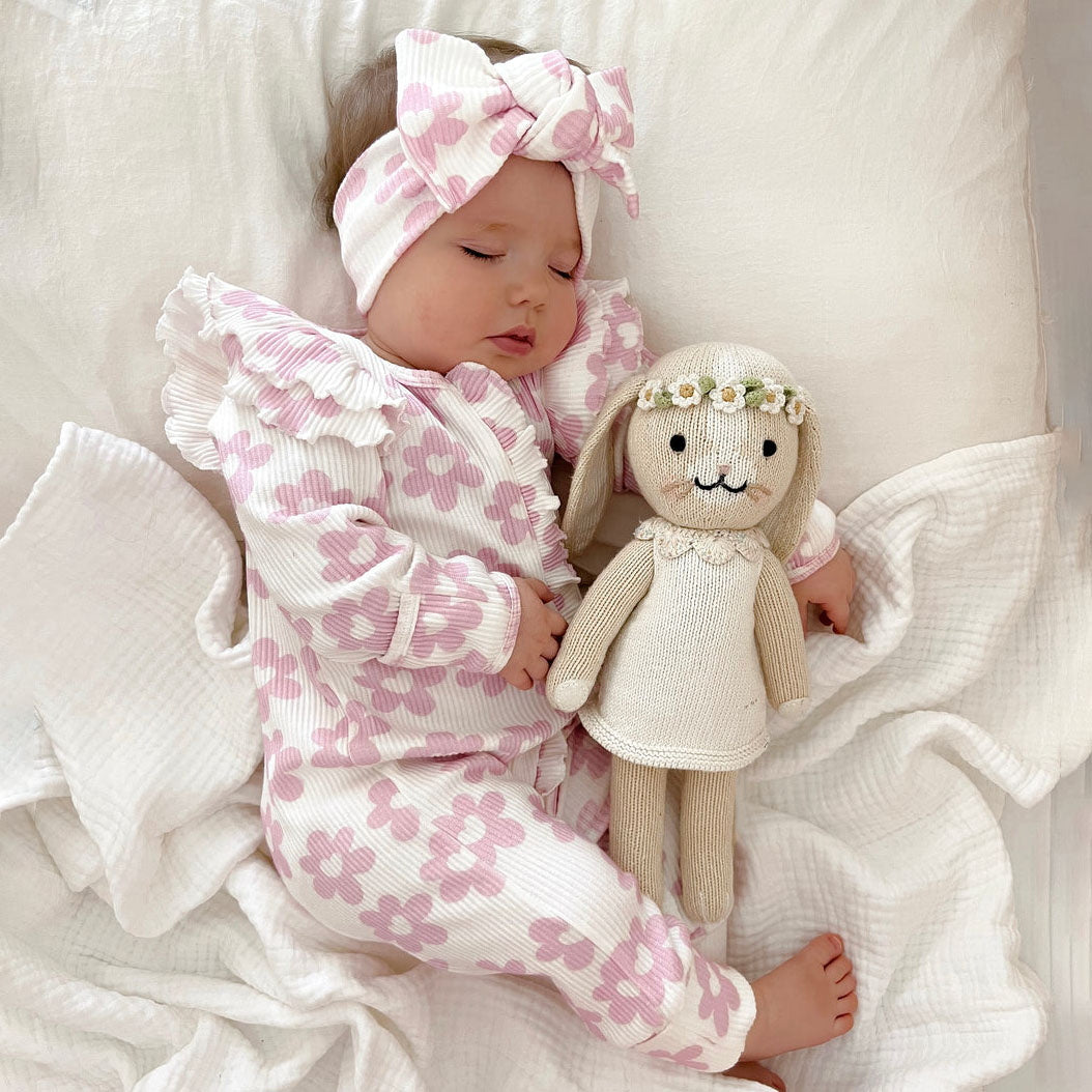 Pretty Floral Print Ruffle Long Sleeve Baby Jumpsuit
