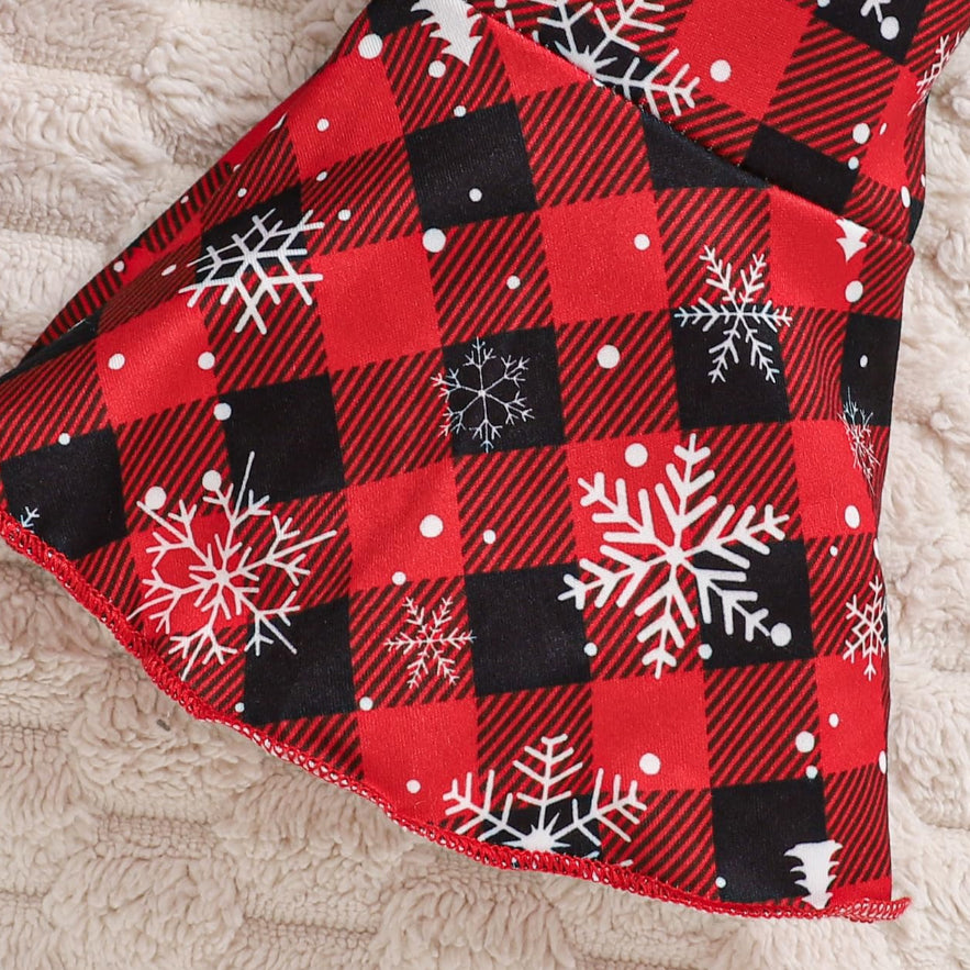3PCS Cute My 1st Christmas Letter Plaid Printed Baby Set