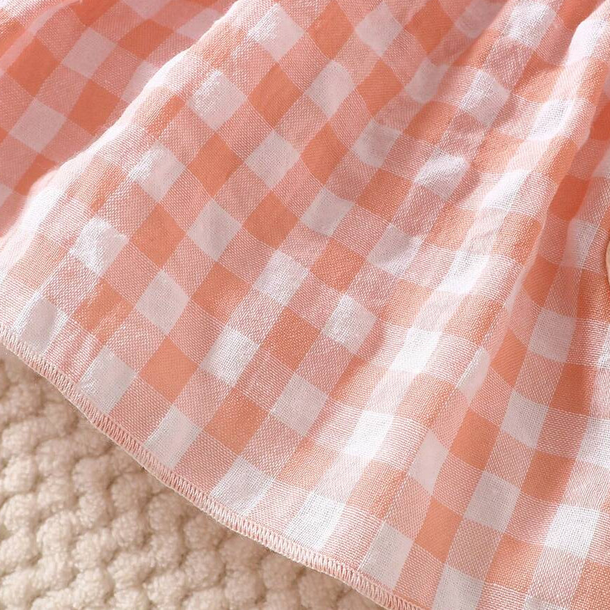 2PCS Sweet Strawberry Plaid Printed Sleeveless Baby Set