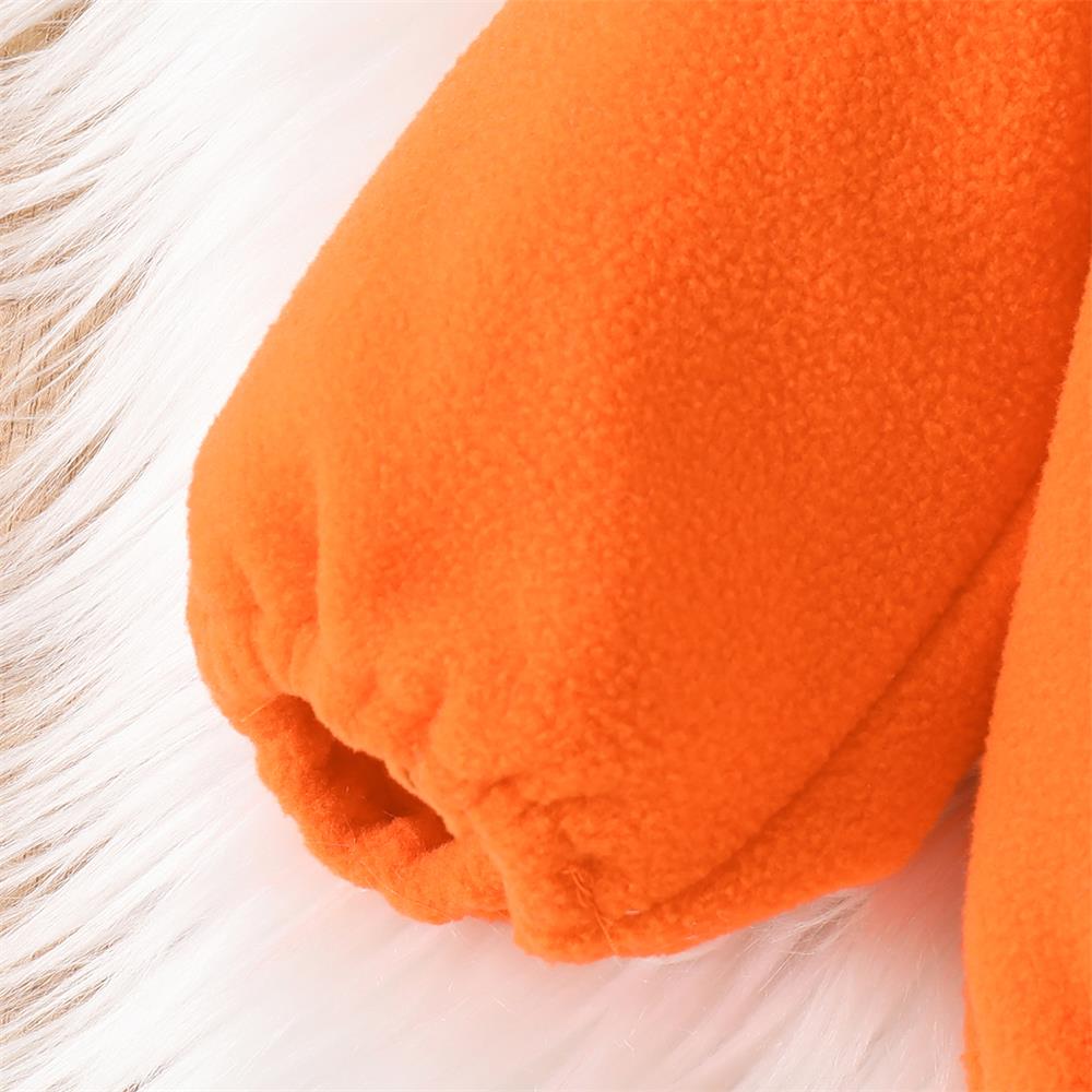 2PCS Pumpkin Printed Striped Long Sleeve Hooded Baby Set