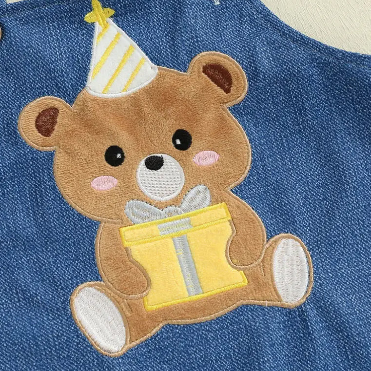 2PCS Cute Bear Print Striped Long Sleeve Baby Set