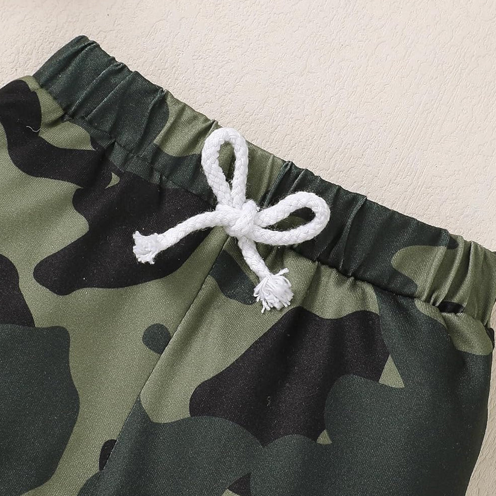 3PCS Cooler Version Of Dad Letter Camouflage Printed Baby Set