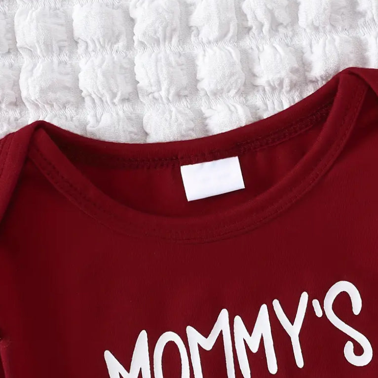 3PCS Mommy's Little Princess Letter Floral Printed Baby Set