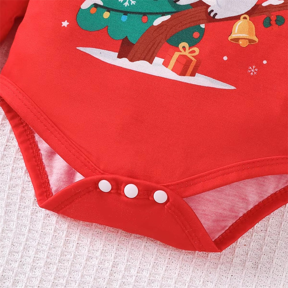 3PCS Christmas Tree Koala Print Long Sleeve Baby Set