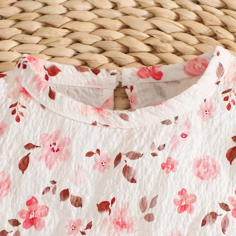 Endearing Floral Printed Ruffle Long Sleeve Baby Jumpsuit