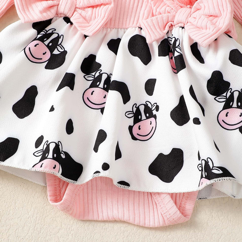 3PCS Cute Cow Print Baby Romper With Hat