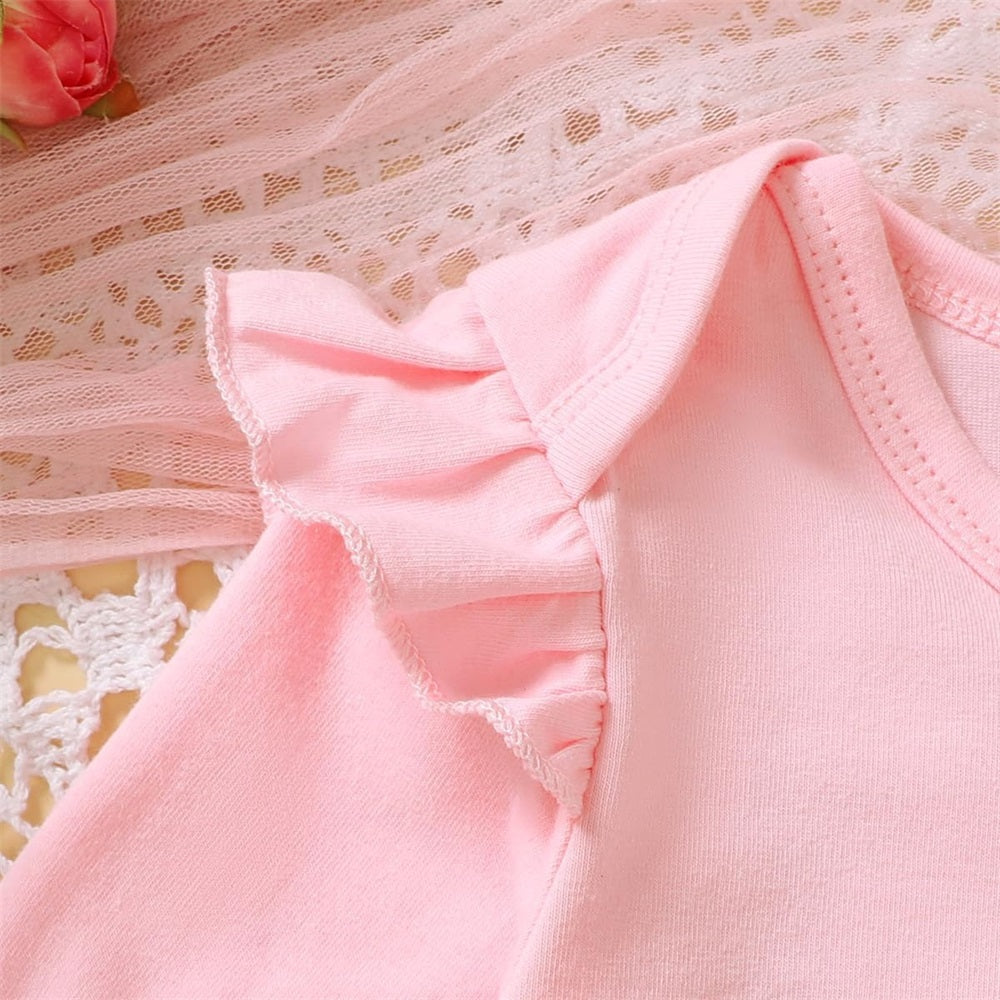 3PCS Holy Cow I'm Cute Letter Cow Print Baby Girl Set