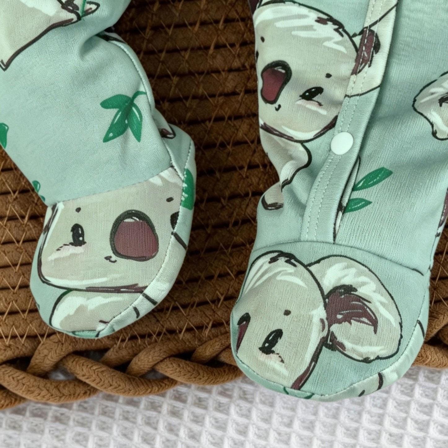 2PCS Casual Cute Koala Printed Long Sleeve Baby Jumpsuit