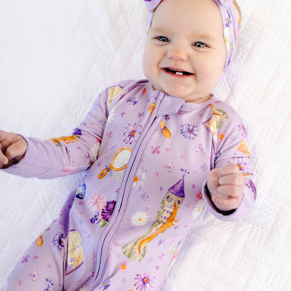 2PCS Quirky Floral Printed Zipper Baby Jumpsuit