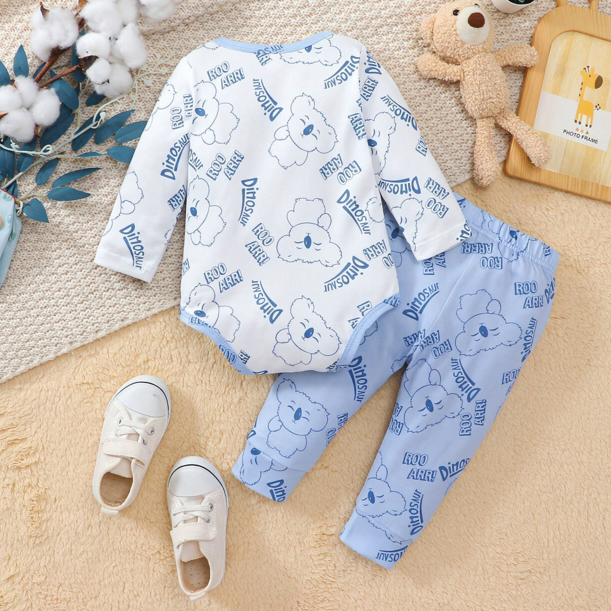 2PCS Lovely Letter and Koala Printed Long Sleeve Baby Boy Set