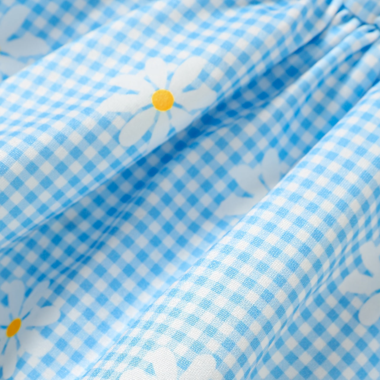 2PCS Chic Daisy & Plaid Print Sleeveless Baby Romper With Hat