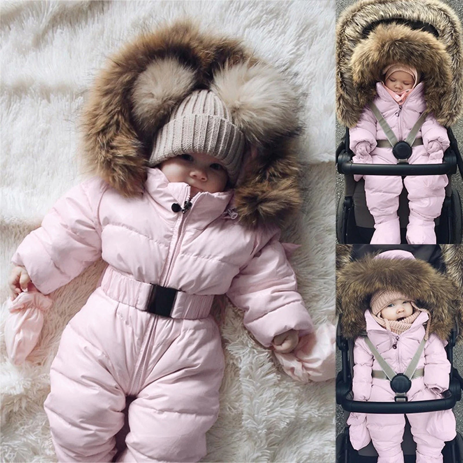 Snowsuit Hooded Long Sleeve Windproof Winter Baby Jumpsuit