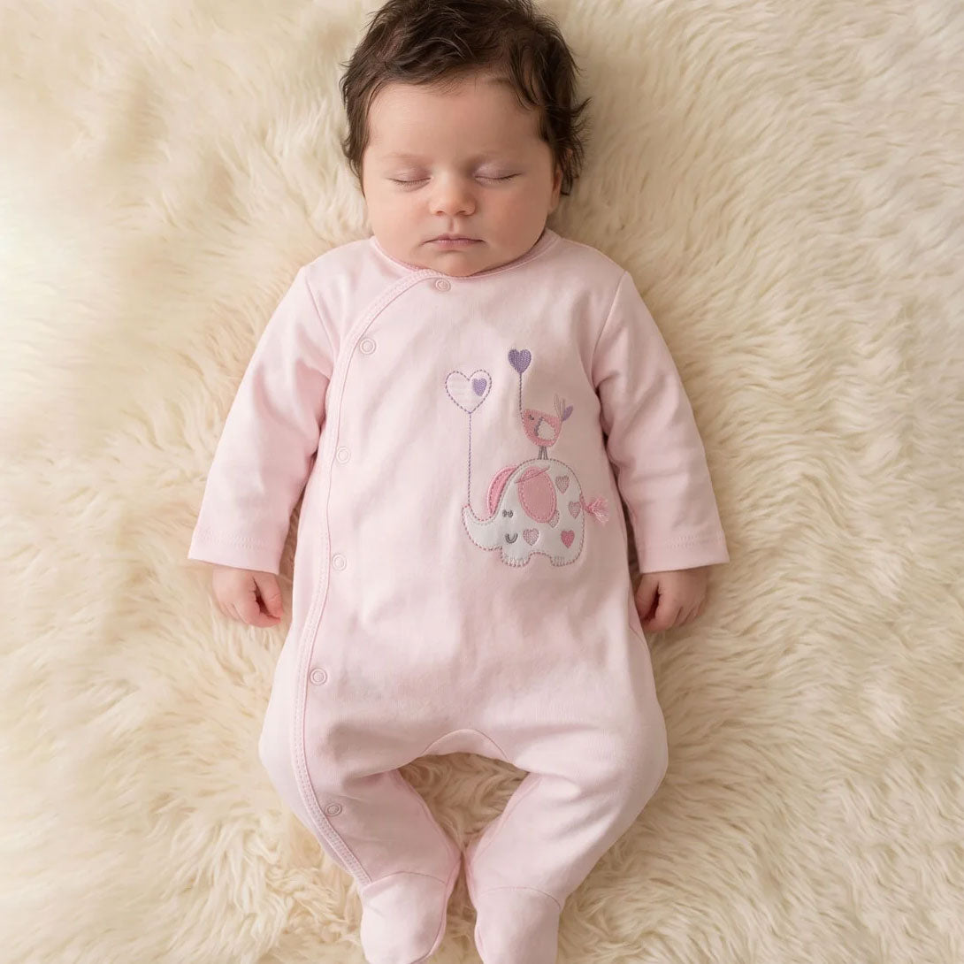 Cute Elephant Embroidery Long Sleeve Baby Jumpsuit