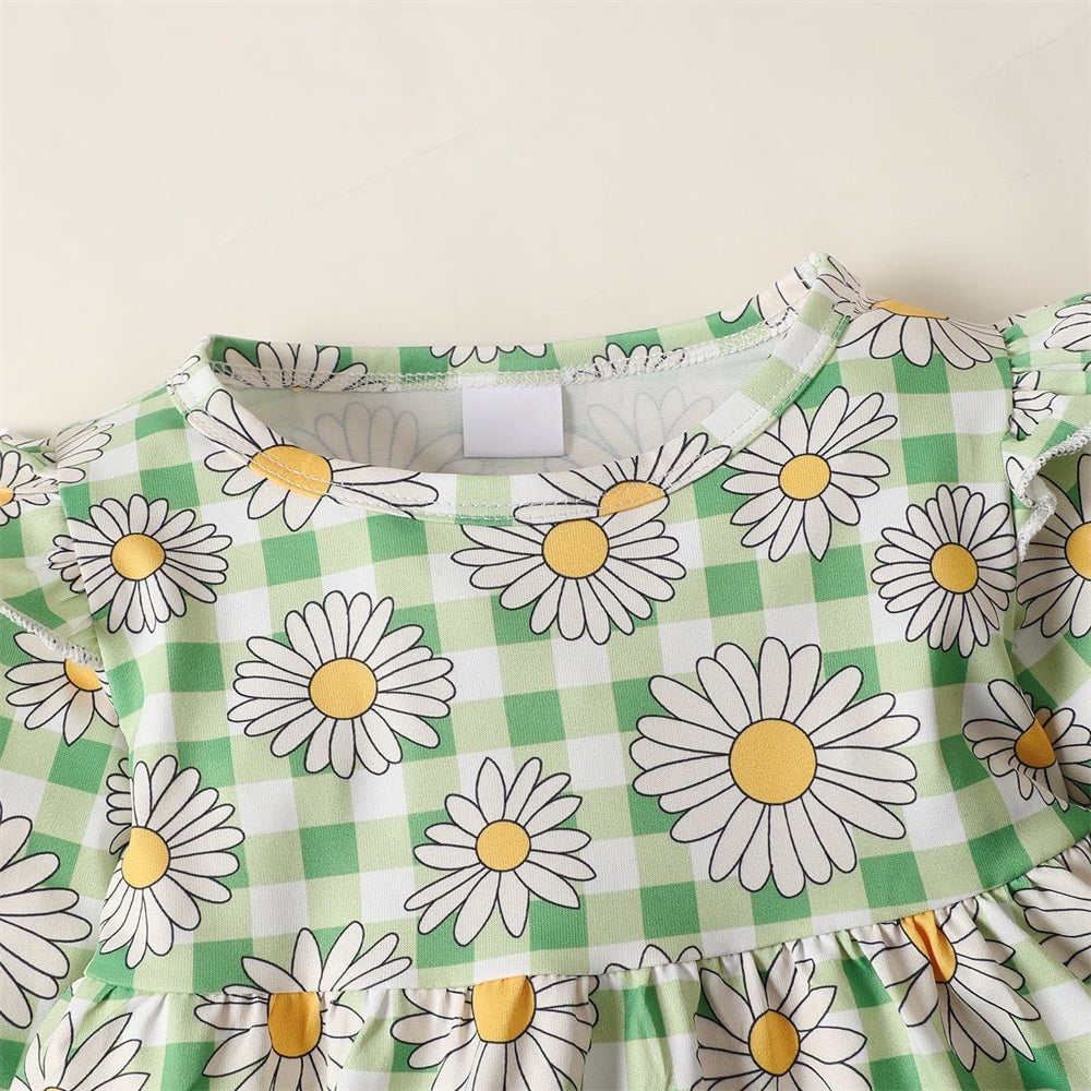 3PCS Floral Plaid Top Ripped Jeans Pants Baby Set