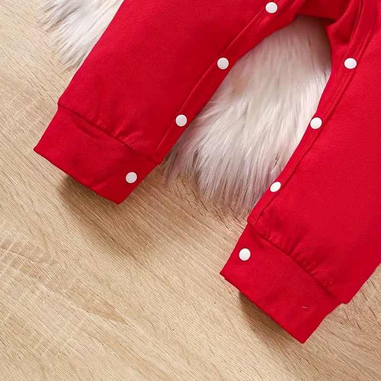 My 1st Christmas Letter Reindeer Plaid Print Baby Hoodie Jumpsuit