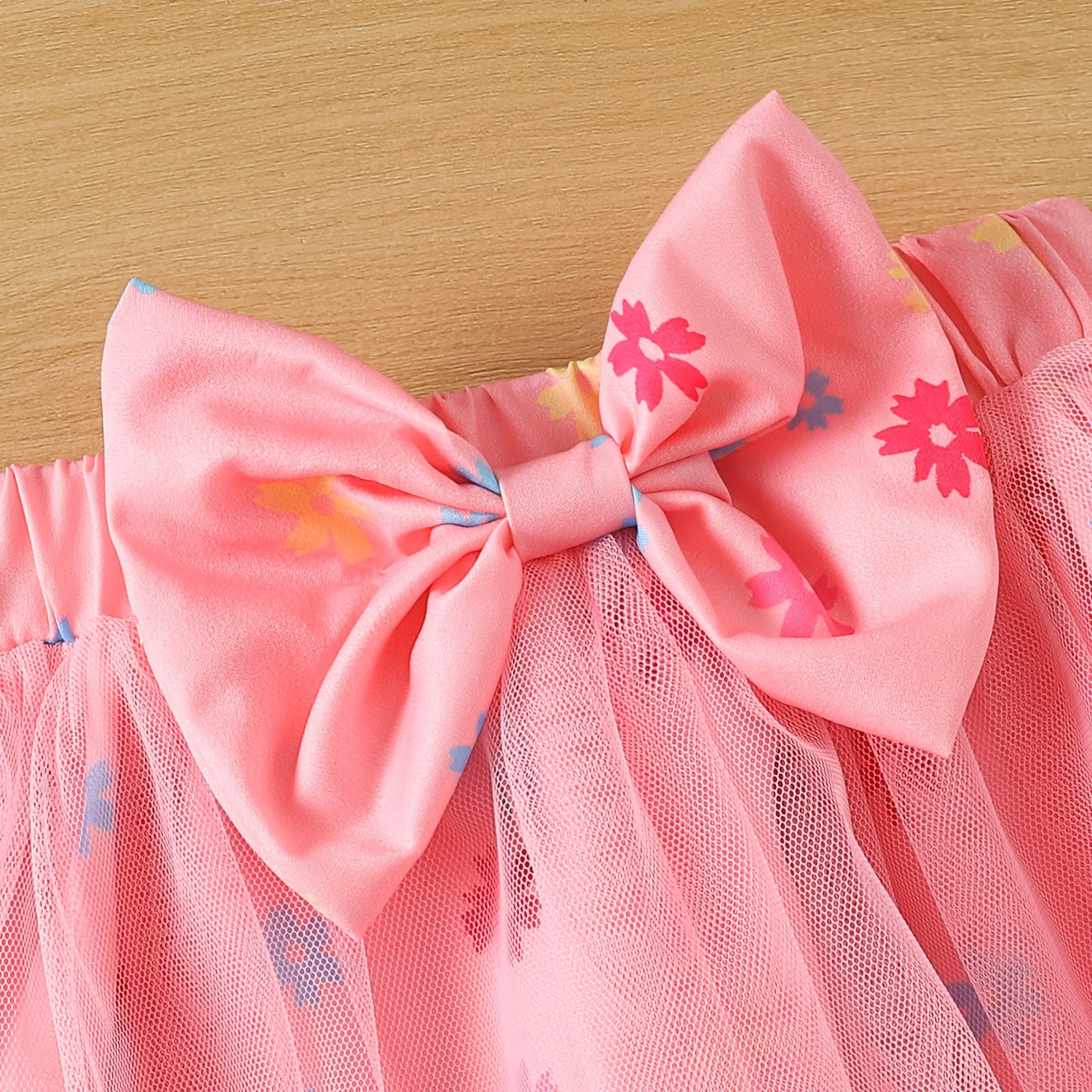 3PCS Daddy's Little Girl Letter Floral Print Mesh Baby Set