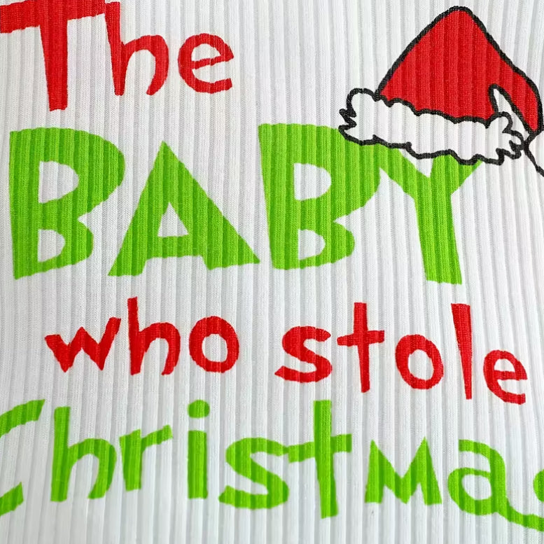 3PCS The Baby Who Stole Christmas Santa Claus Print Baby Set