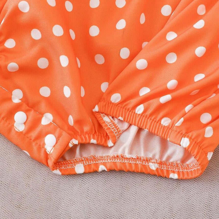 2PCS Polka Dots Plaid Printed Flutter Sleeve Baby Romper