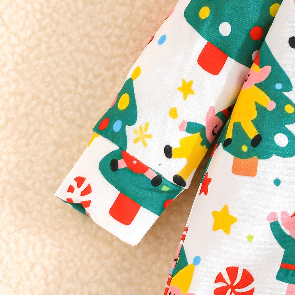 2PCS Sweet Holiday Print Long Sleeve Baby Girl Jumpsuit