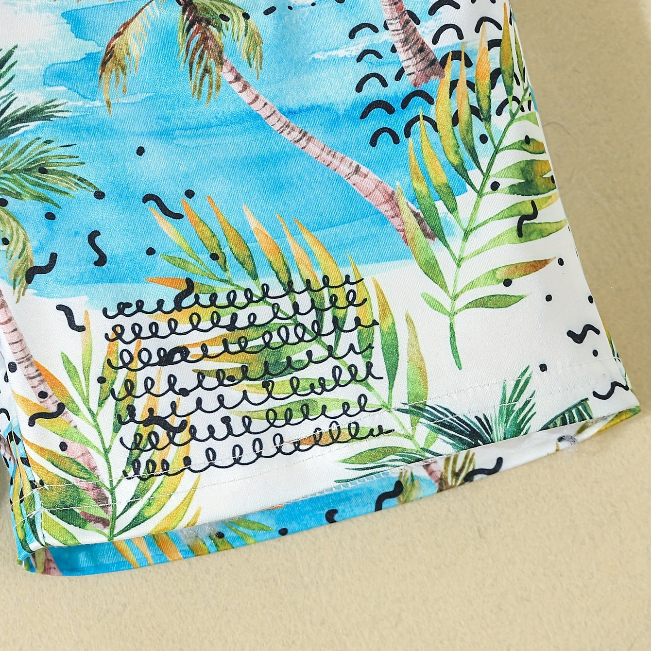 3PCS Summer Time Coconut Tree Printed Sleeveless Baby Set