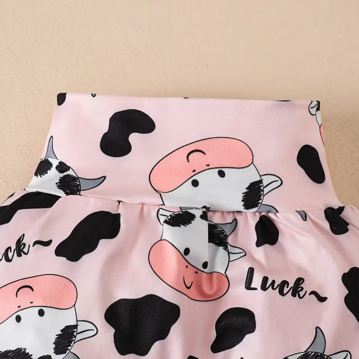 3PCS Enjoy All Day Letter Cow Printed Baby Set