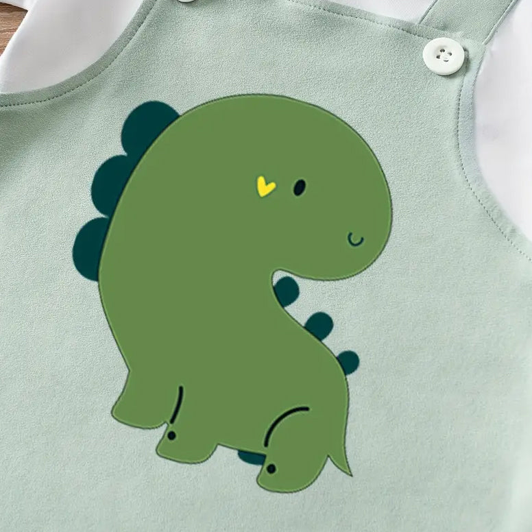 Cute Dinosaur Printed Short Sleeve Baby Jumpsuit