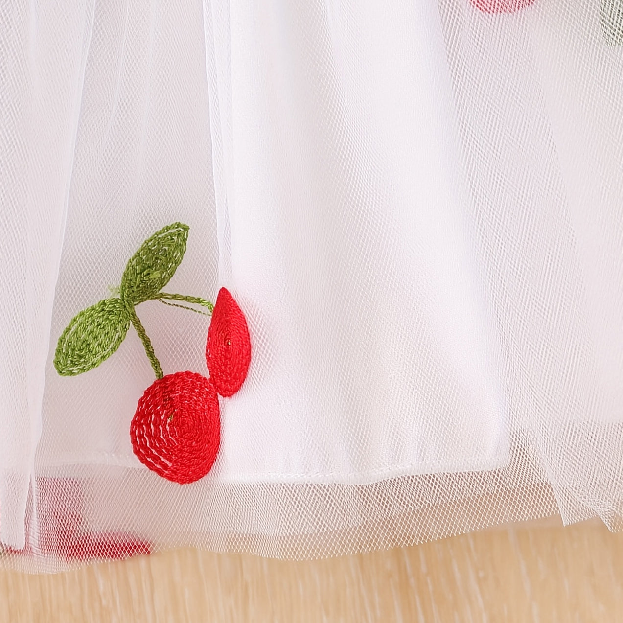 Summer Cherry Print Flounce Sleeve Baby Dress