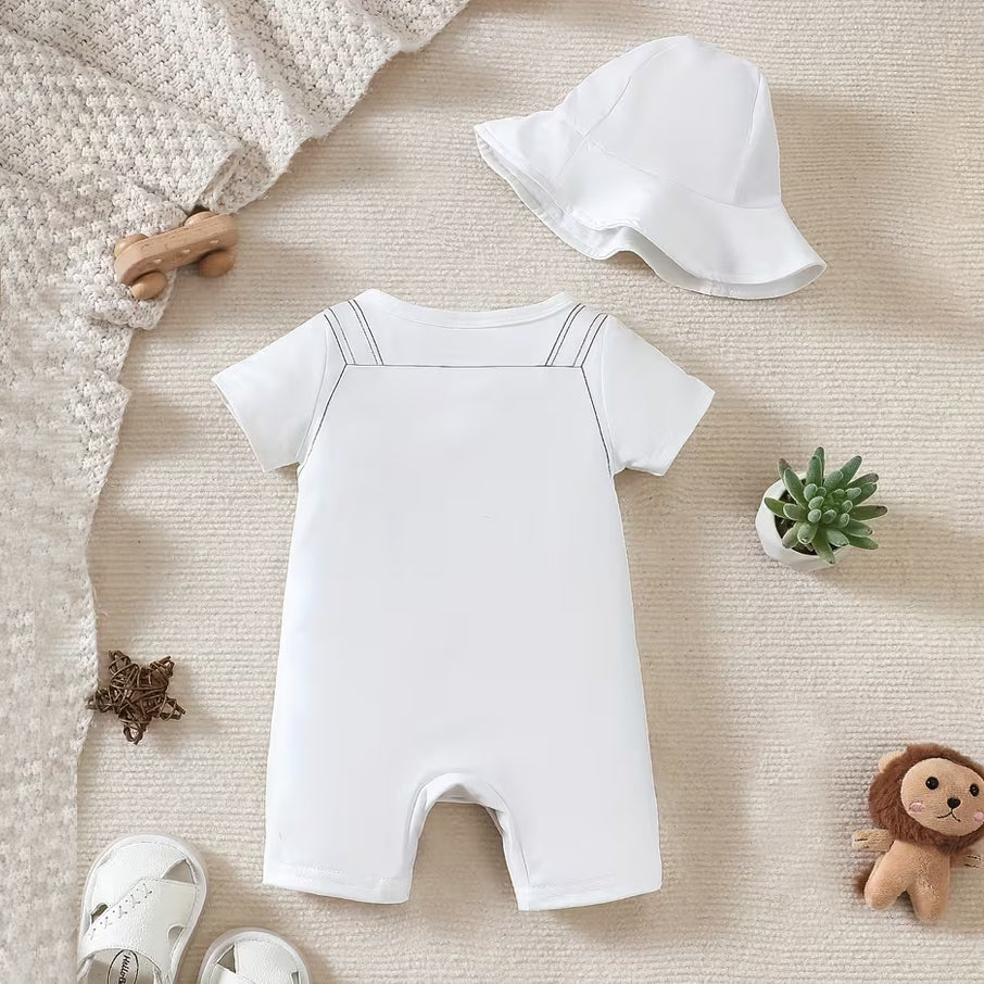 2PCS Casual Animal Printed Short Sleeve Baby Jumpsuit