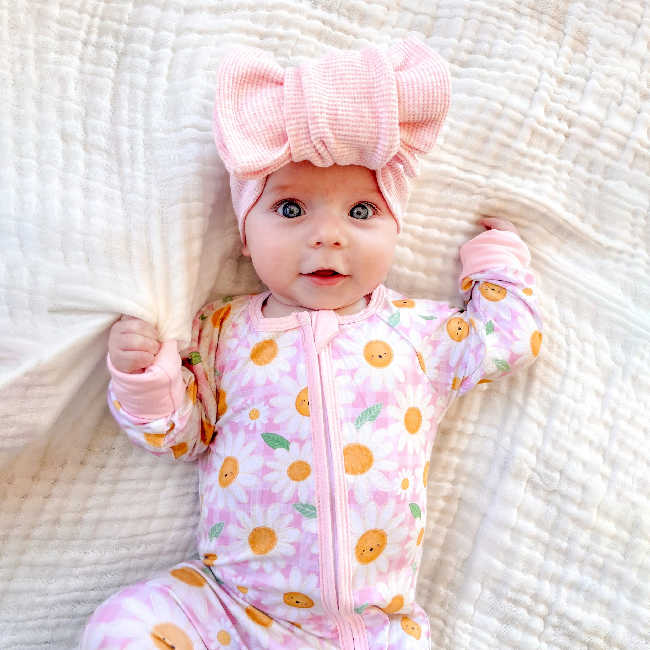 Lovely Daisy Print Long Sleeve Zipper Baby Jumpsuit