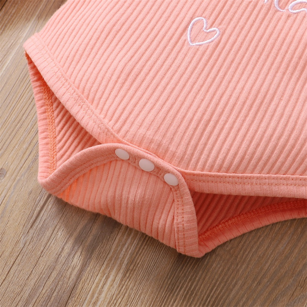 3PCS I Got It From My Mama Letter Floral Long Sleeve Baby Set