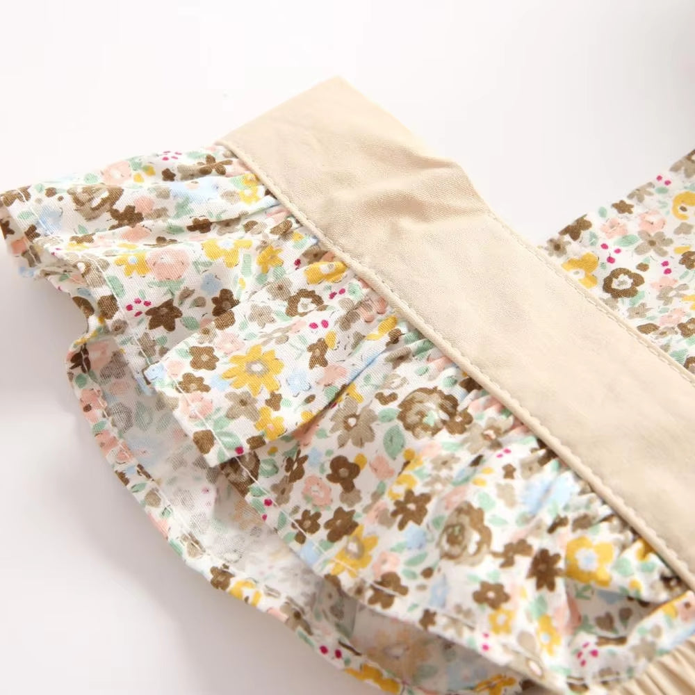 2PCS Grace Floral Print Flutter Sleeve Baby Girl Romper