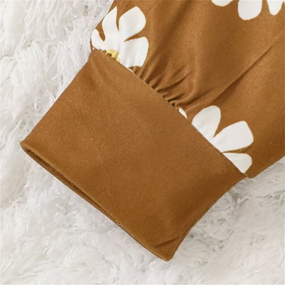 3PCS Auntie Is My Bestie Letter Embroidery Floral Print Baby Set