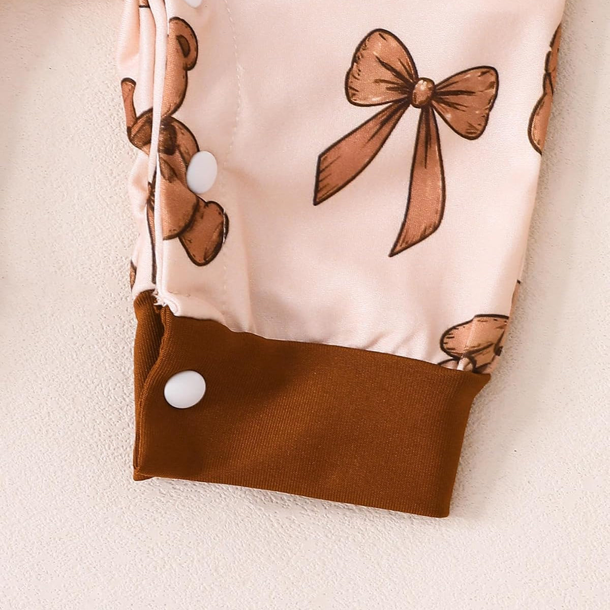 2PCS Casual Bear Bow Print Long Sleeve Baby Jumpsuit