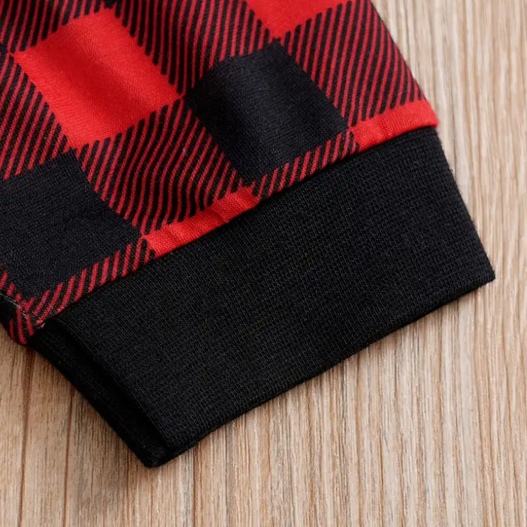 2PCS My First Christmas Letter Plaid Printed Baby Set
