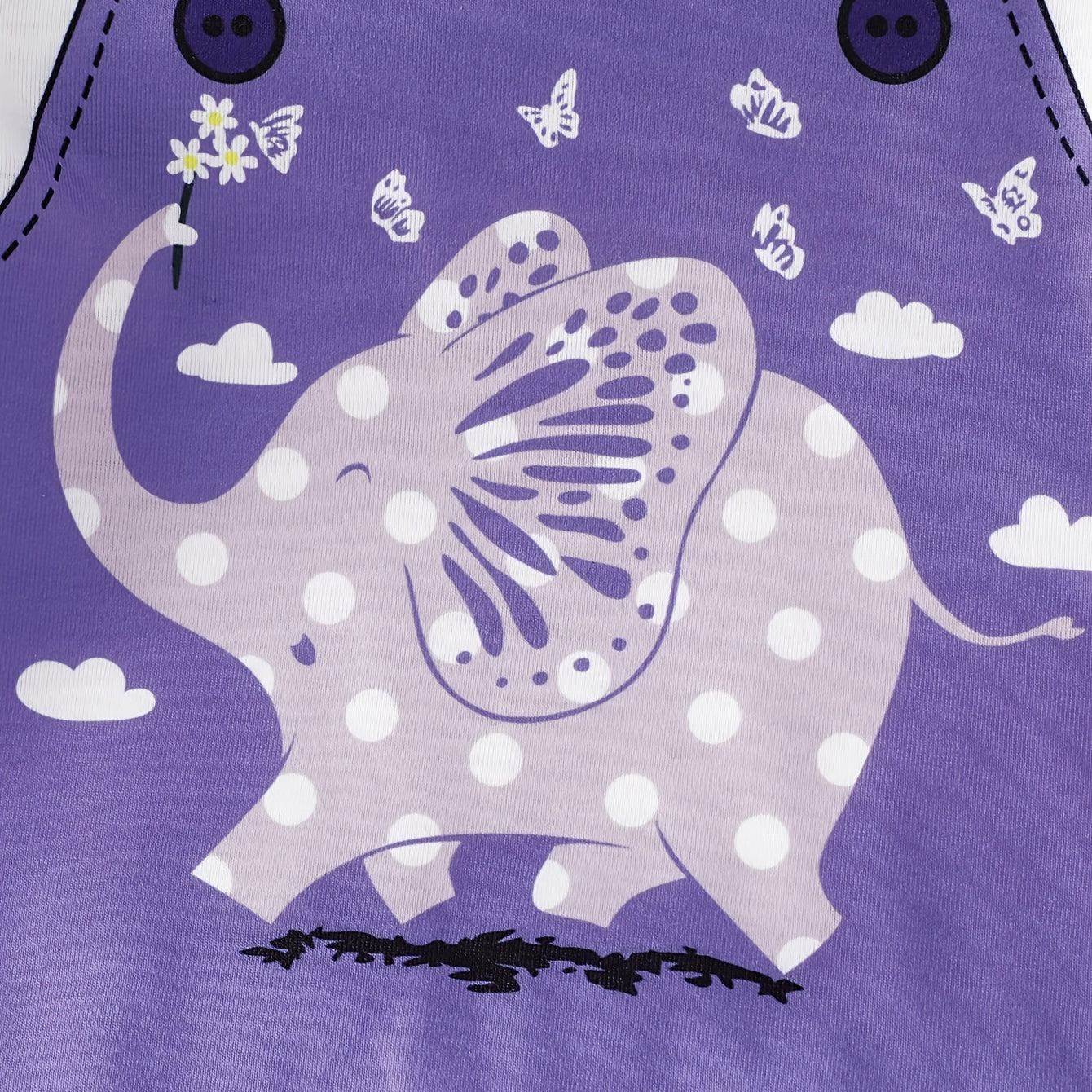 Lovely Elephant Polka Dots Printed Baby Jumpsuit