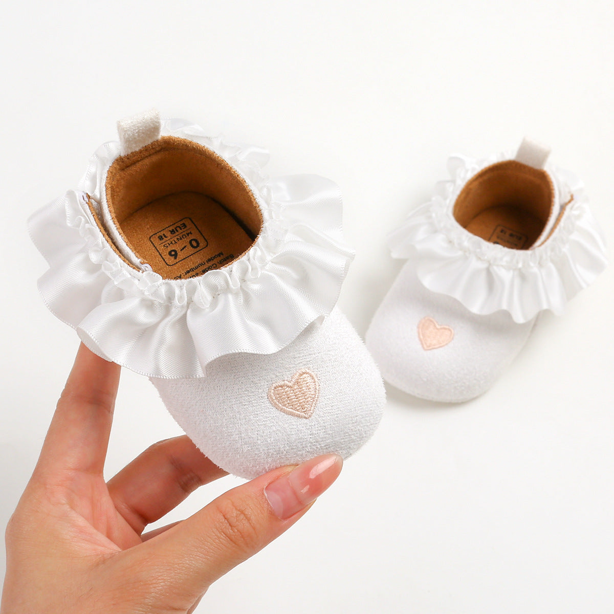 Heart Embroidery Anti Slip Soft Girls Baby Shoes