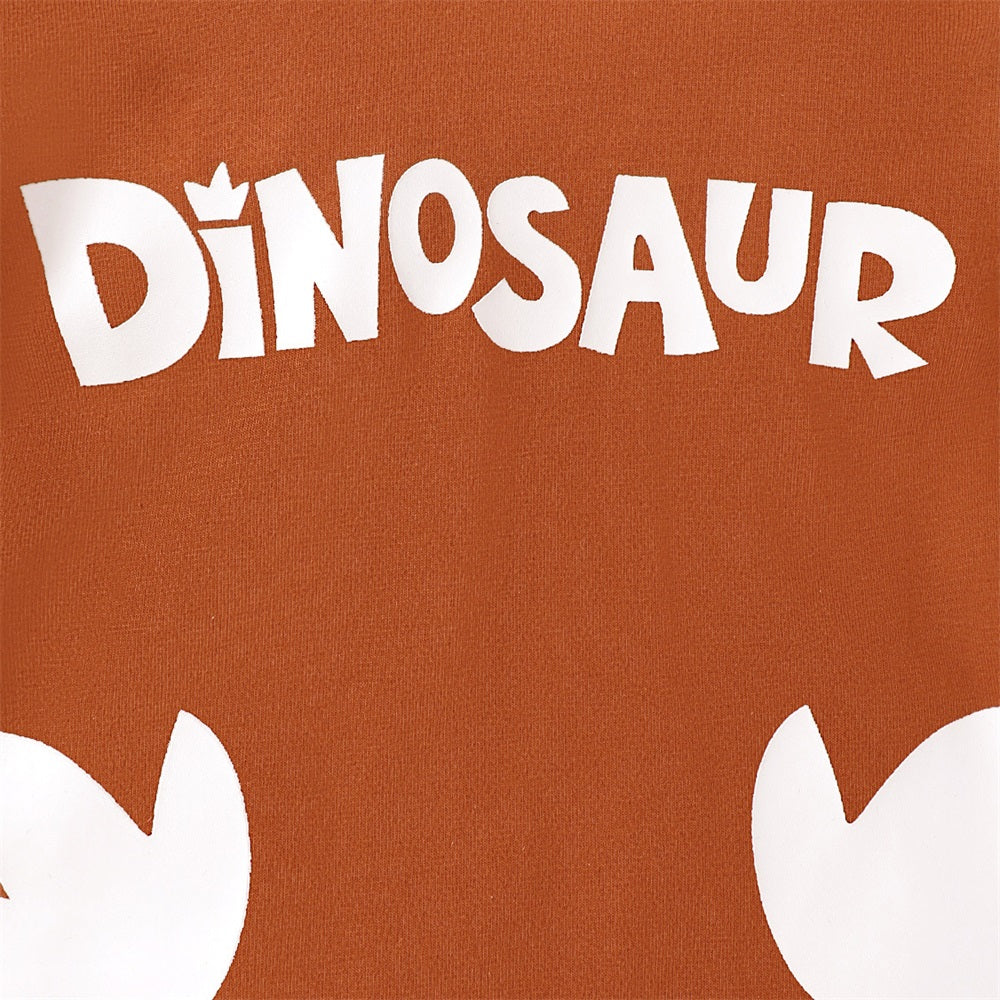 2PCS Casual Dinosaur Print Long Sleeve Baby Hooded Set