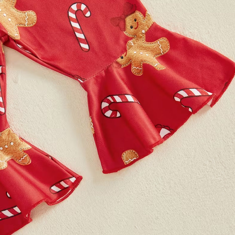 3PCS Baby's First Christmas Letter Gingerbread Man Print Long Sleeve Baby Set