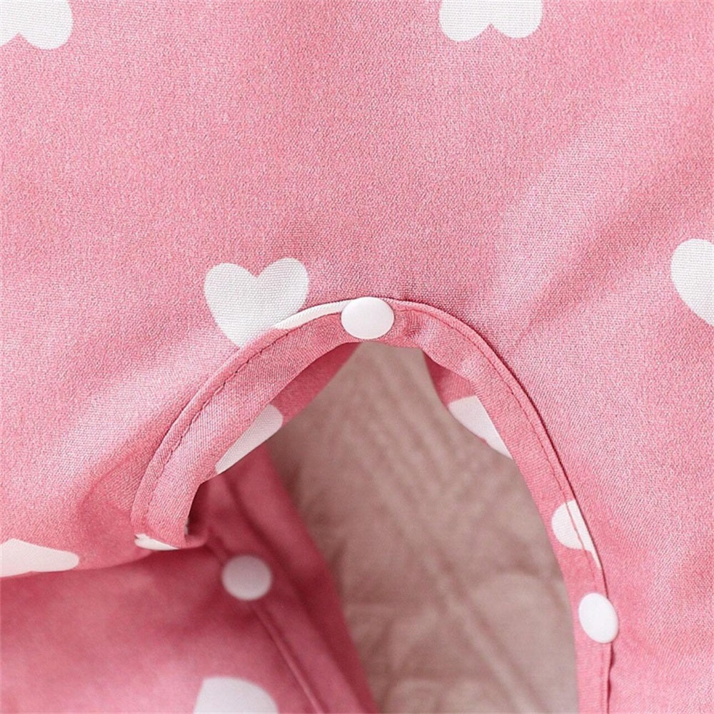 2PCS Pink Heart Print Long Sleeve Baby Jumpsuit