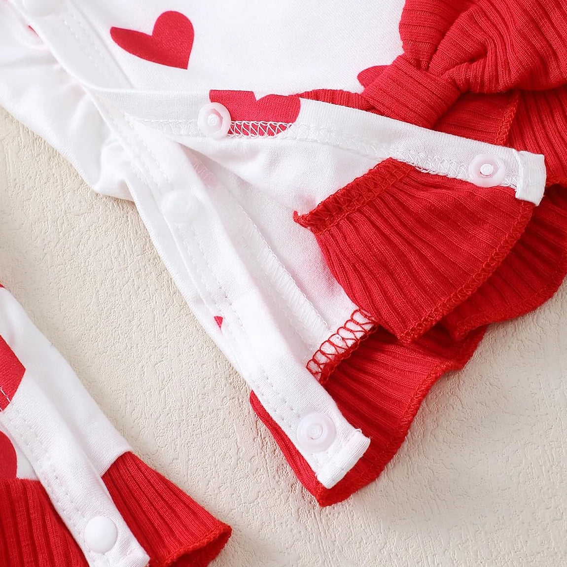 2PCS Grace Heart Print Long Sleeve Baby Jumpsuit