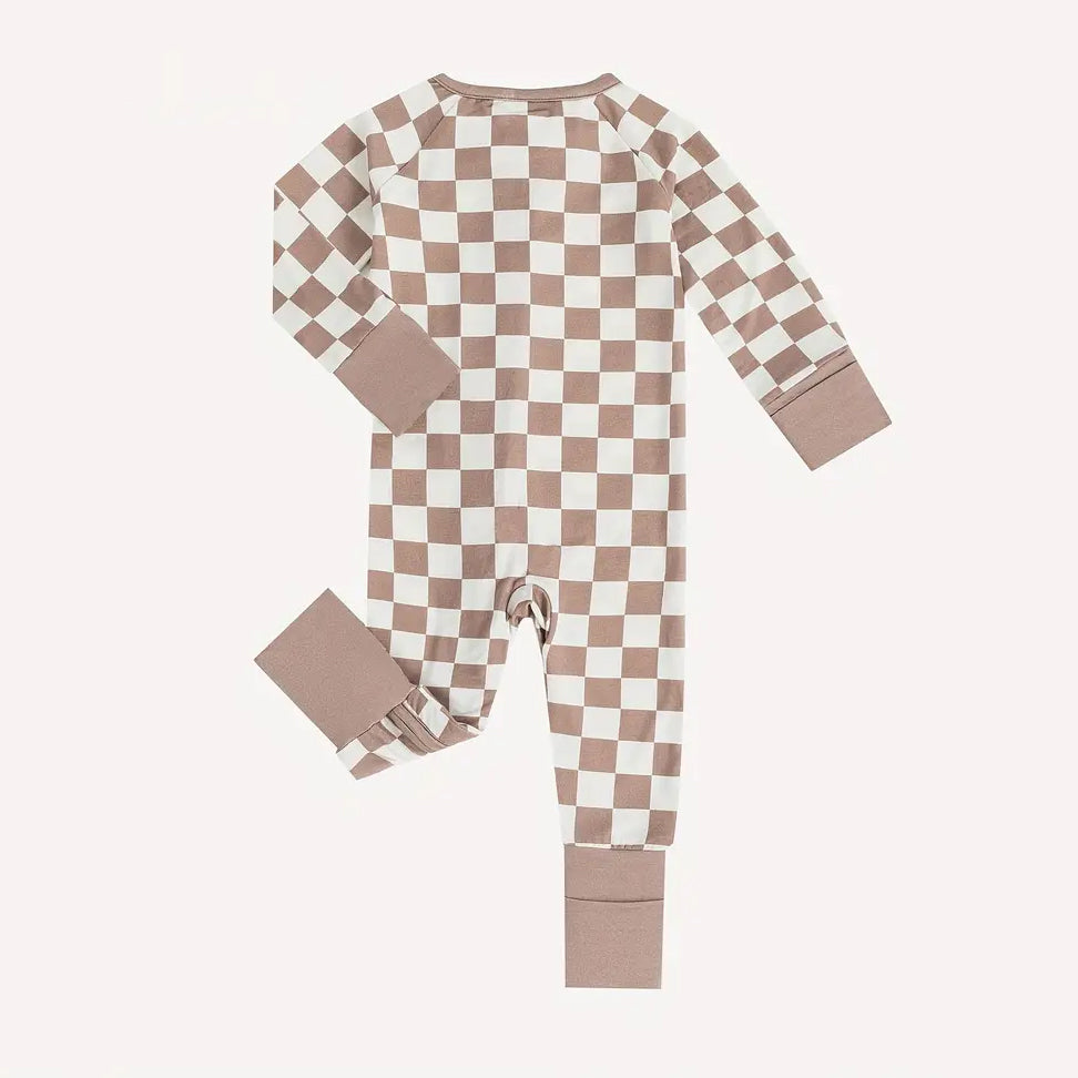 Plaid Printed Zipper Bamboo Viscose Baby Jumpsuit