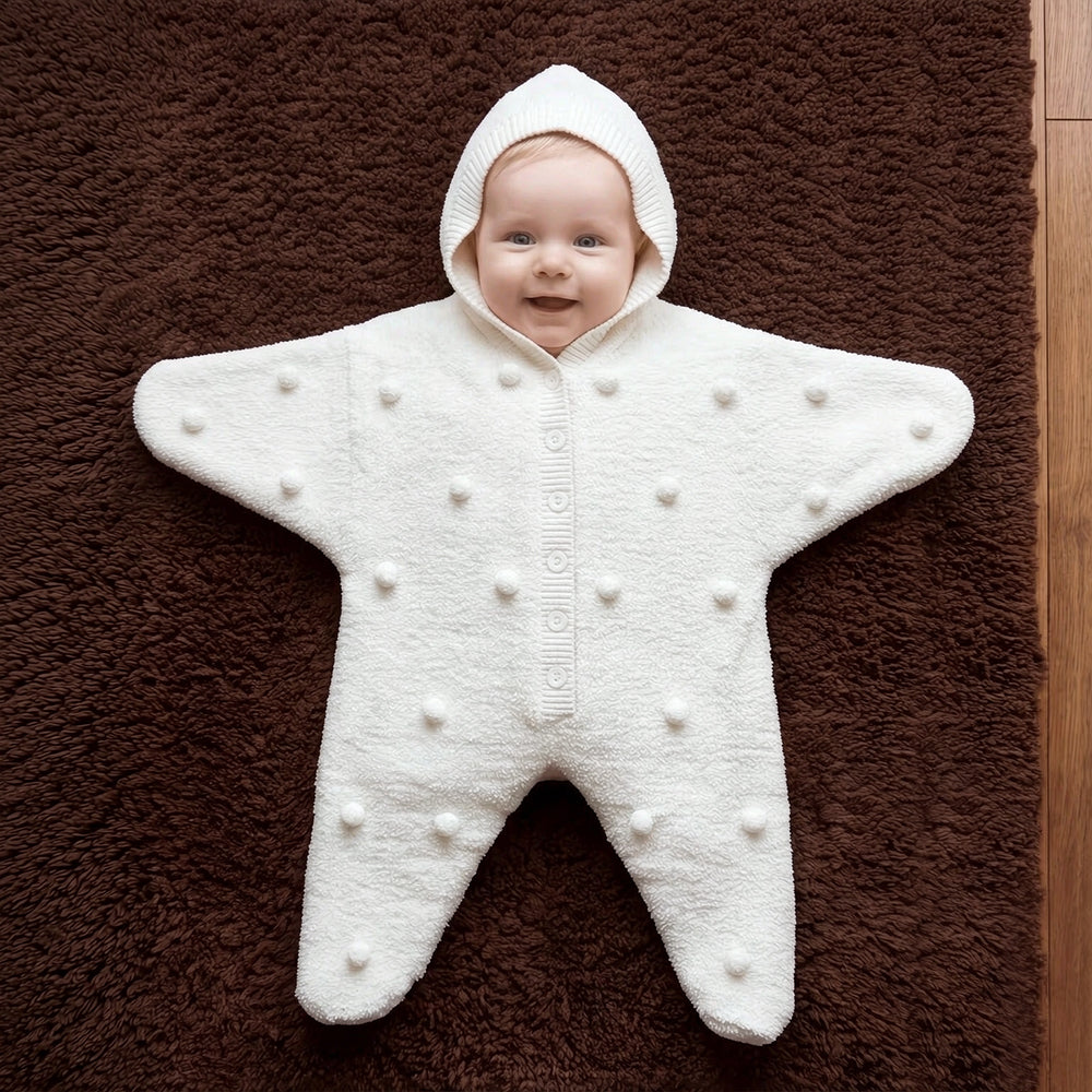 Sweet Starfish Long Sleeve Baby Hooded Knit Jumpsuit